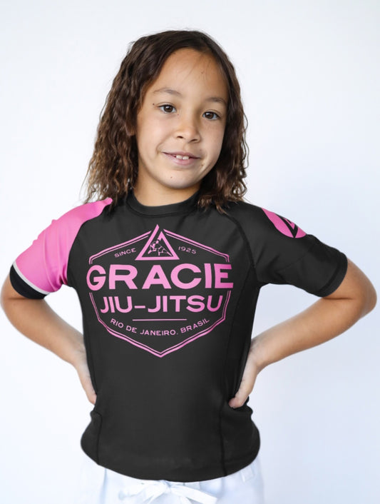 Gracie Pink Short-Sleeve Rashguard (Kids)